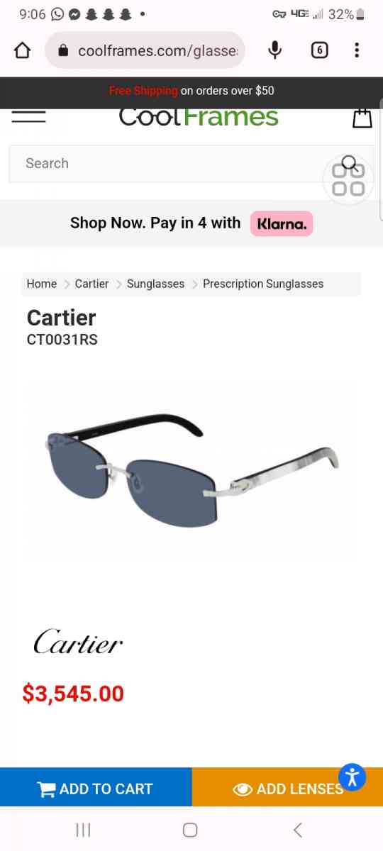 Cartier blue lenses diamond cut ct0031rs - Minot, North Dakota - FleaMarketBay