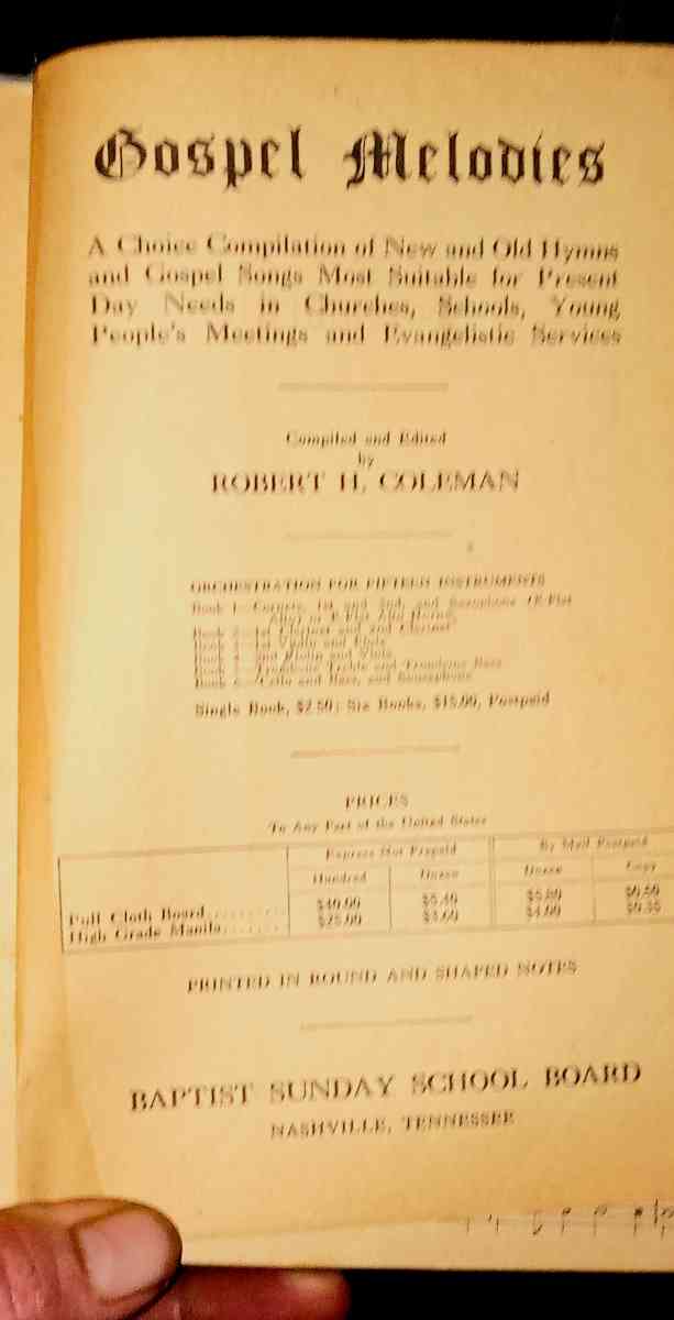 1928 GOSPEL MELODIES song book - Roanoke, Alabama - FleaMarketBay