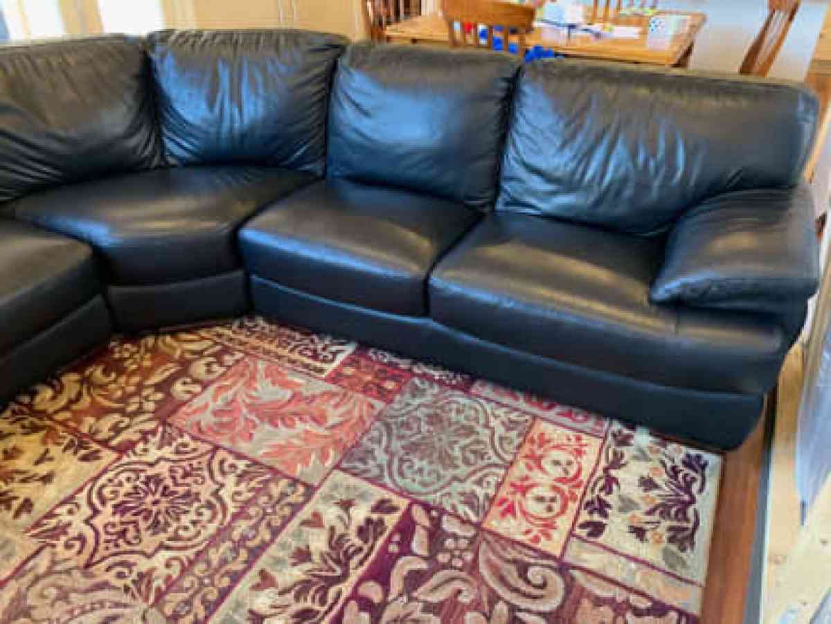 Black leather sofa with chaise - Altadena, California