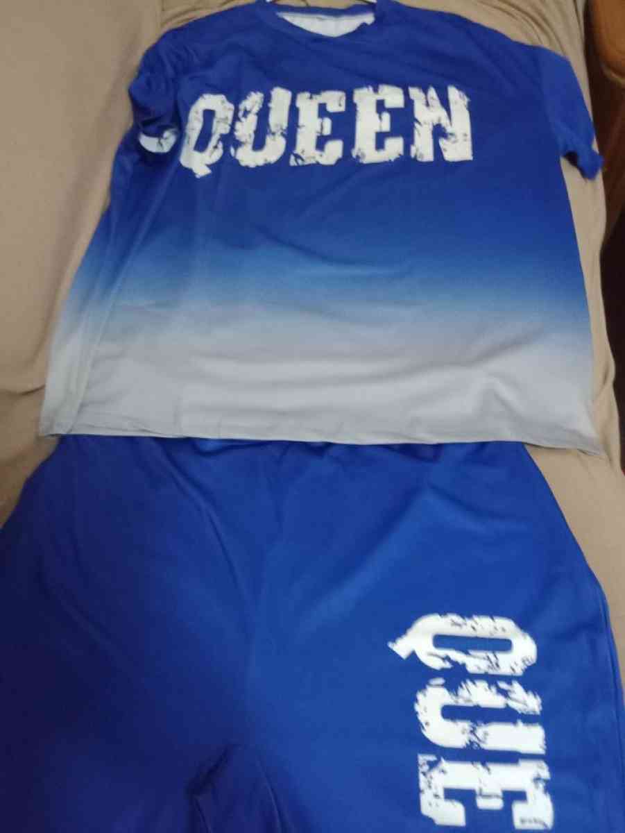women blue queen print 2 pc shorts - Walterboro, South Carolina