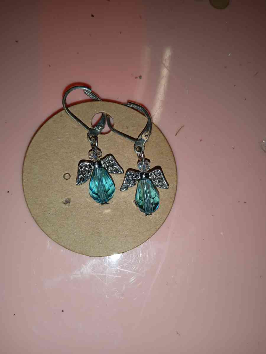 silver white and blue crystal earrings - Concord, California