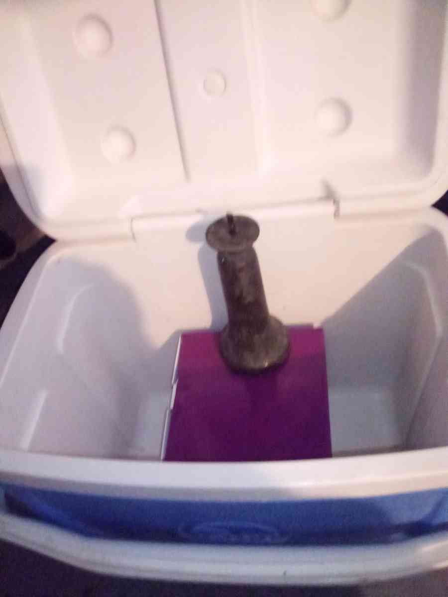 brass candle holder from Shinto shrine - Ames, Iowa