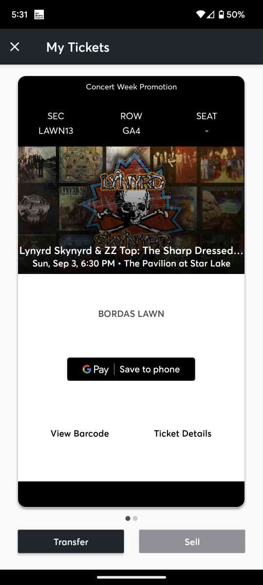 Lynard Skynyrd and zz top tickets - Burgettstown, Pennsylvania