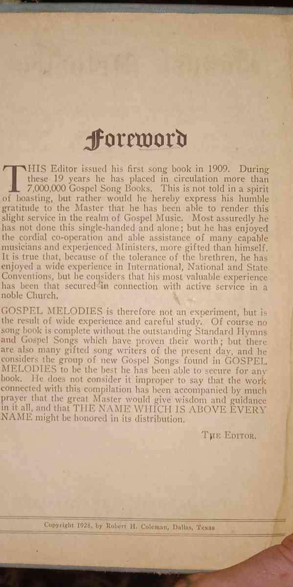 1928 GOSPEL MELODIES song book - Roanoke, Alabama - FleaMarketBay