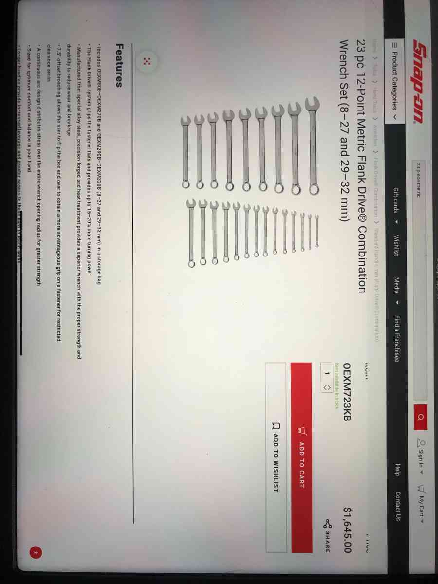 23 Piece Snap On Wrenches - Houston, Texas - FleaMarketBay