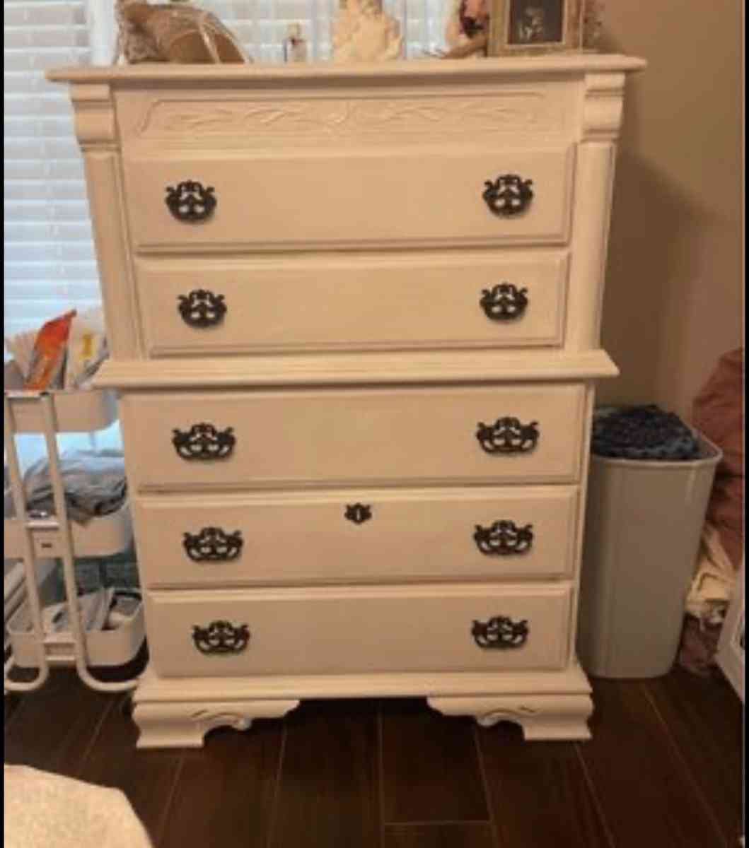 wood bedroom set 2 night stands Long Dresser and Tall Dresser with Headboard - Land O Lakes, Florida - FleaMarketBay