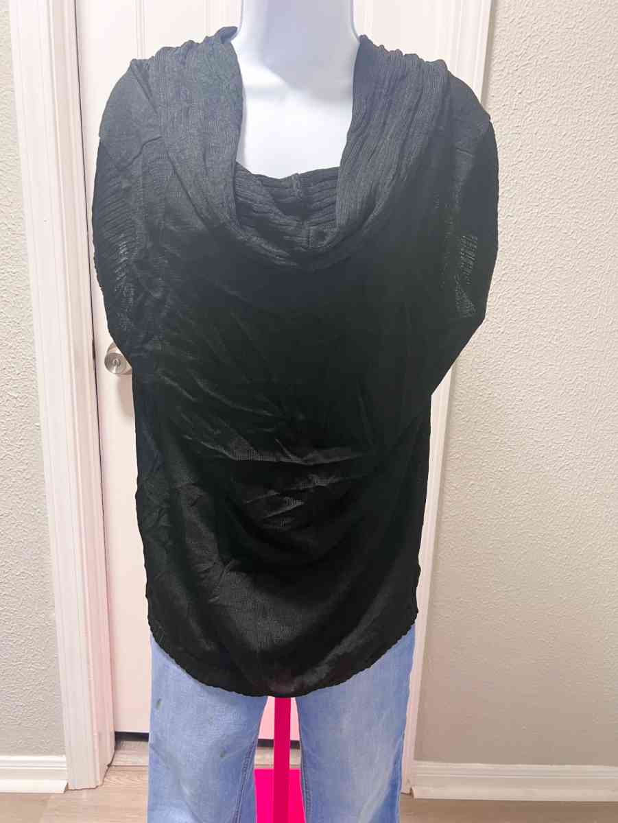 Womans Black Cowl Neck Mock Turtle Neck Blouse - Houston, Texas