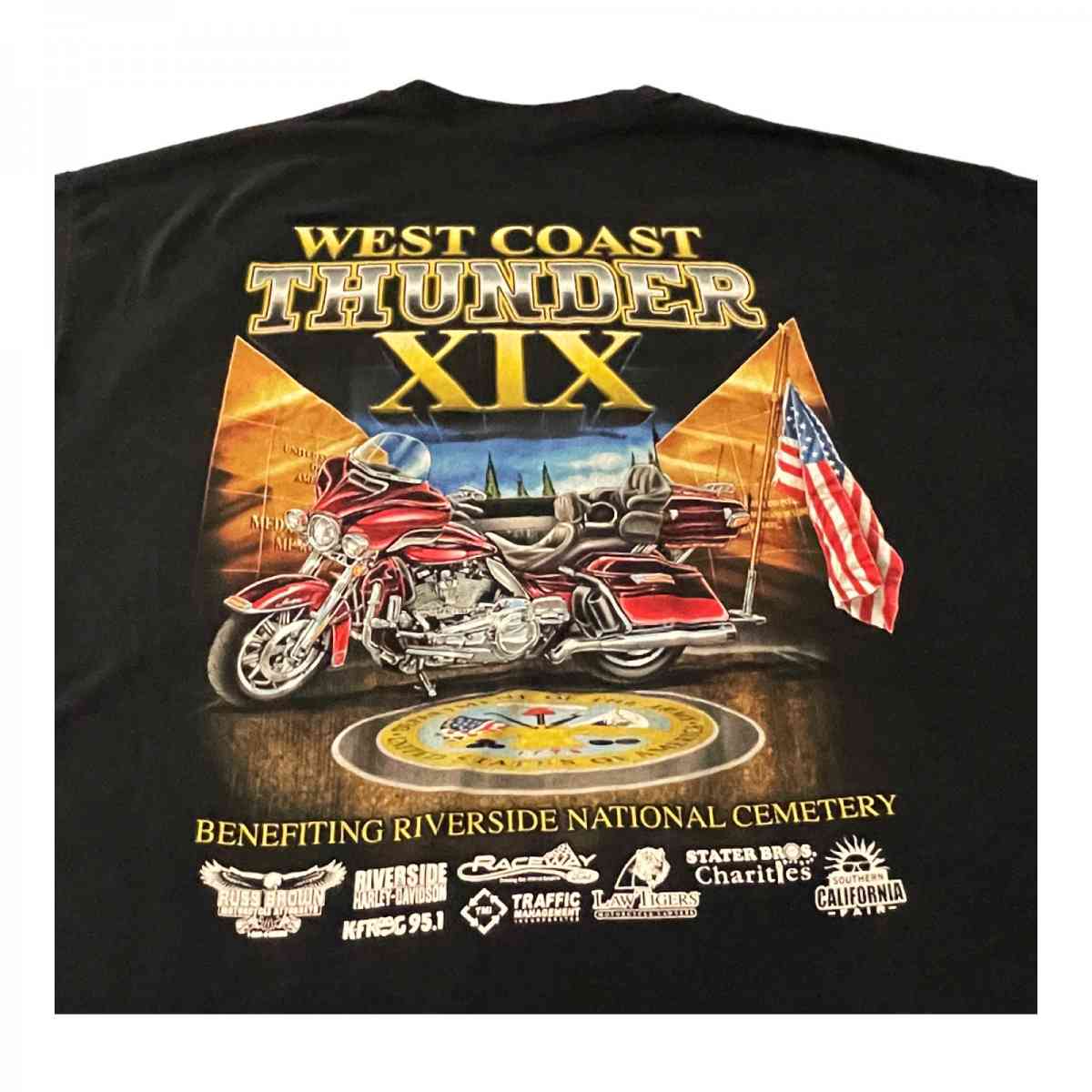 2019 West Coast Thunder Memorial Ride Tee XL - Fontana, California - FleaMarketBay