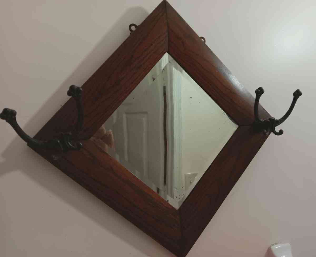 beautiful vintage hand crafted dark wood mirror