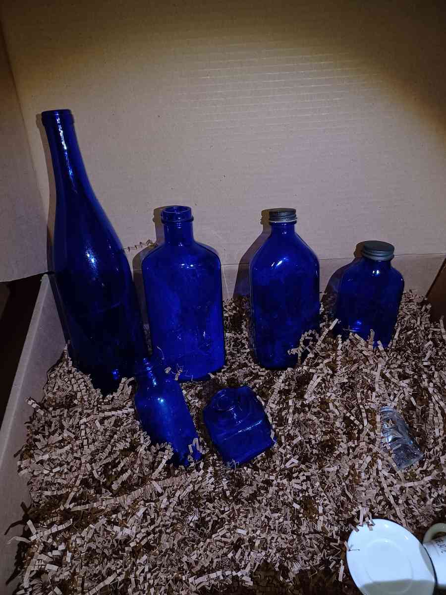 Cobalt blue Phillips milk of magnesia  bottles There are 6 o - Caliente, California