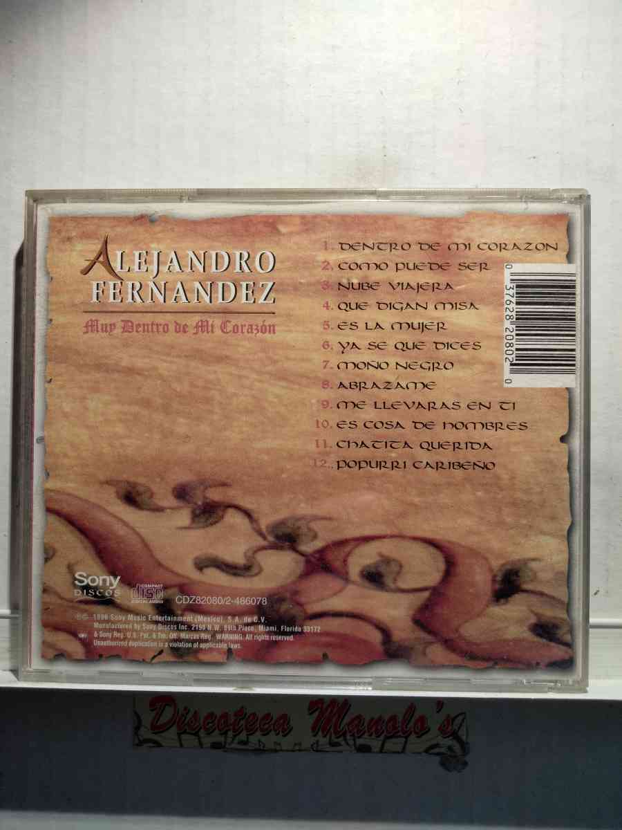 ALEJANDRO FERNANDEZ MUY DENTRO DE MI CORAZON CD USADO - Chicago, Illinois - FleaMarketBay