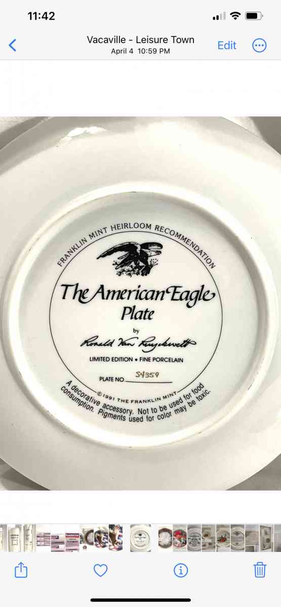 new American eagle collectors plate with wall mount - Vacaville, California - FleaMarketBay