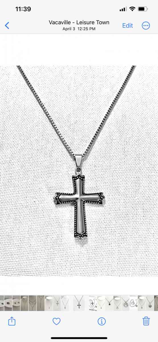 brand new chain link necklace with Cross pendant - Vacaville, California - FleaMarketBay