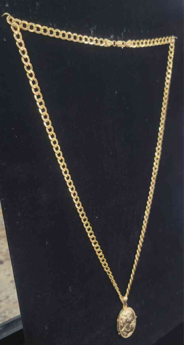 14K Gold Chain Hollow Cuban W Photo Charm 185 Grams 24 - Bronx, New York - FleaMarketBay