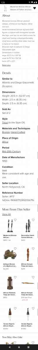 African bronze tall collection of 2 men made in India - Tellico Plains, Tennessee - FleaMarketBay