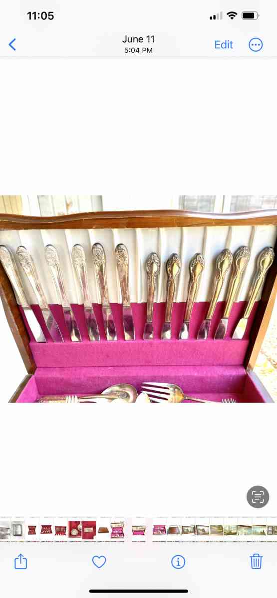 Antique triple dipped silver plated silver ware sets in wood - Vacaville, California - FleaMarketBay