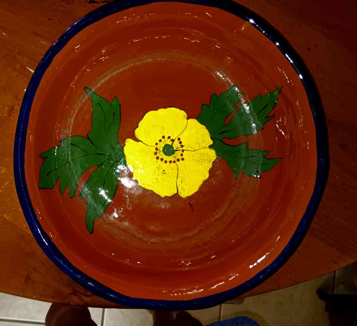 from Colombia in 1987 beautiful  thick pottery bowl with yer - Jensen Beach, Florida