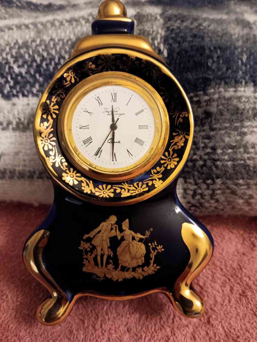 porcelain imperial limoges 22k gold and blue mantle clock - Vinita, Oklahoma - FleaMarketBay