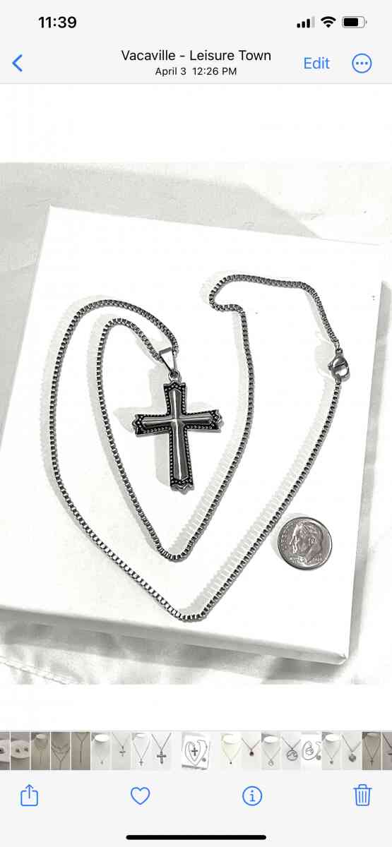 brand new chain link necklace with Cross pendant - Vacaville, California - FleaMarketBay