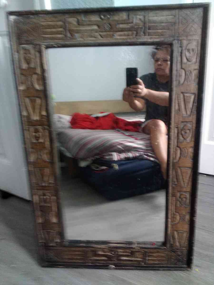 African mirror handcarve - Rancho Cucamonga, California - FleaMarketBay