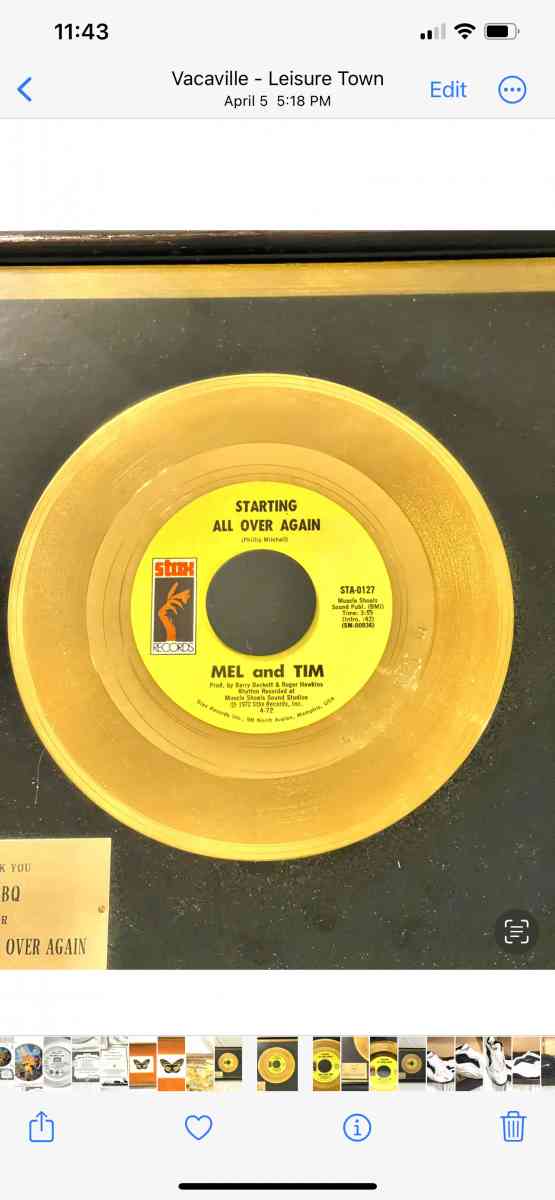 1972 Phillip Morris Starting all over again gold record - Vacaville, California - FleaMarketBay