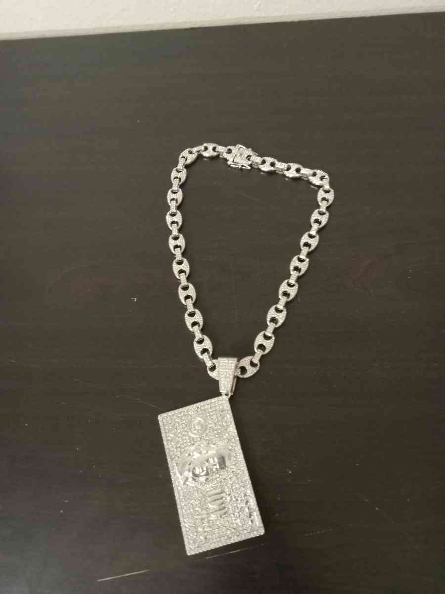 Shiny Banknote Pendant with 13mm Pig Nose Necklace Rhineston - Alicia, Arkansas - FleaMarketBay