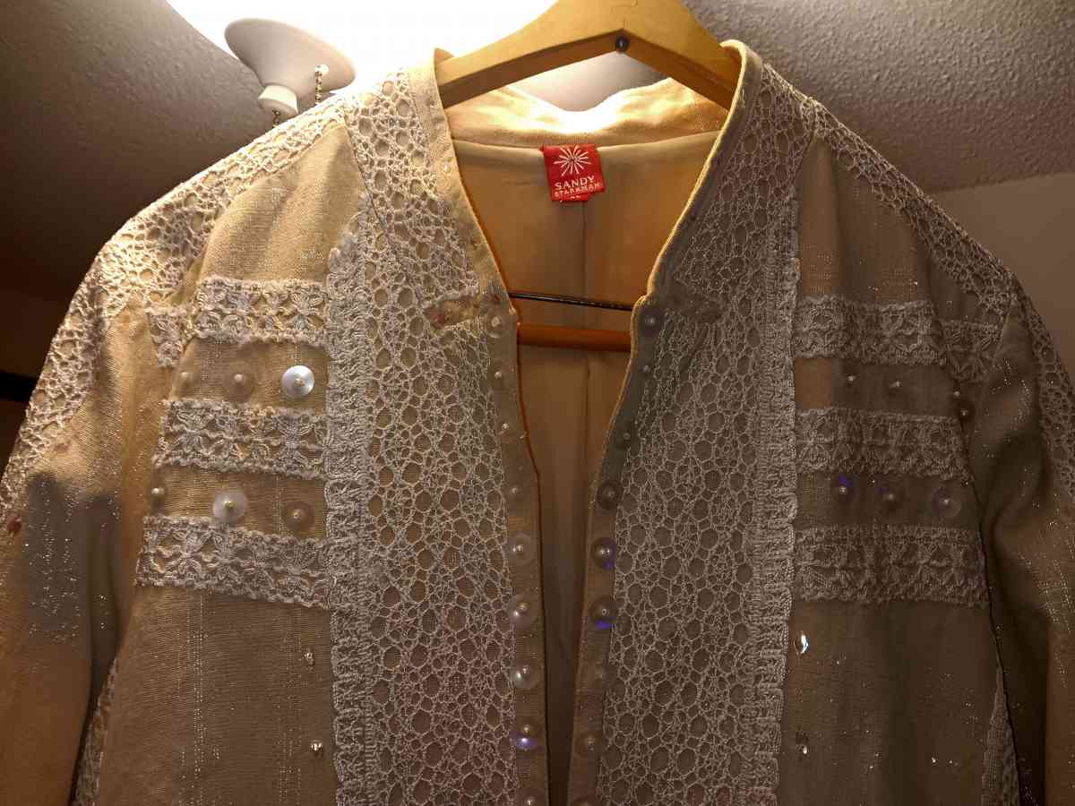 New beautiful  long creme with lace linen jacket - Jensen Beach, Florida - FleaMarketBay