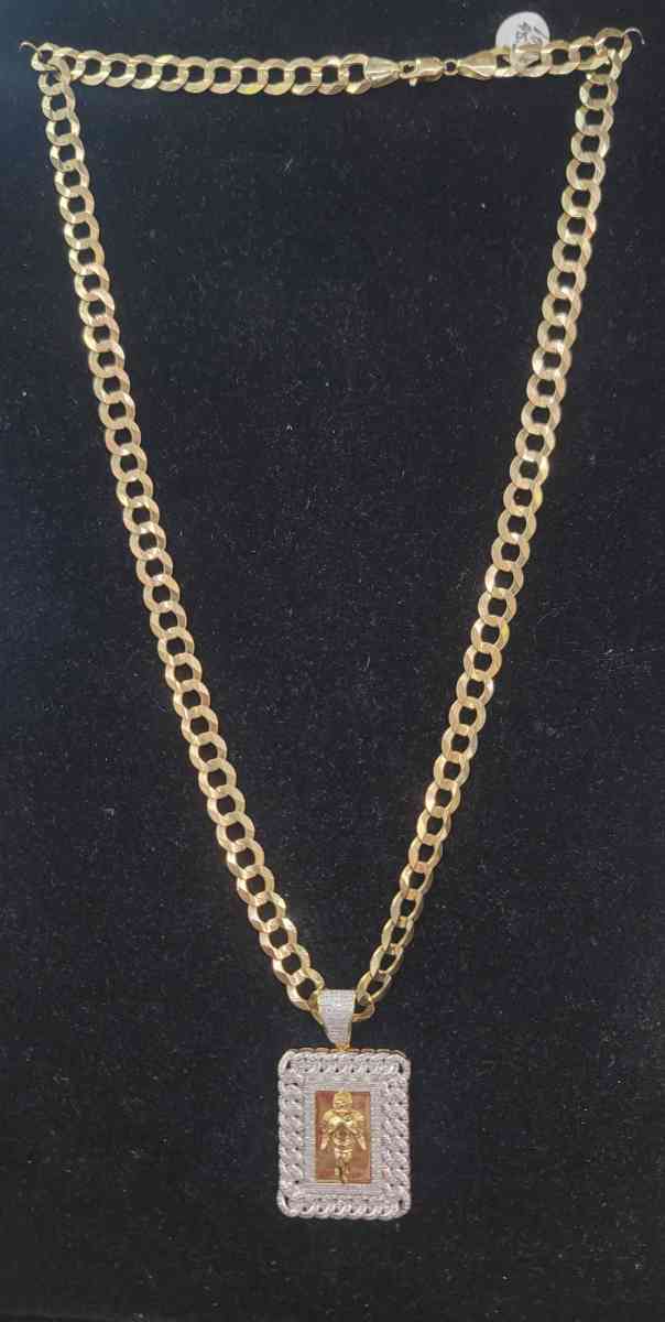 14K Gold Chain Miami Cudan W Stones 282 Grams 18 - Bronx, New York