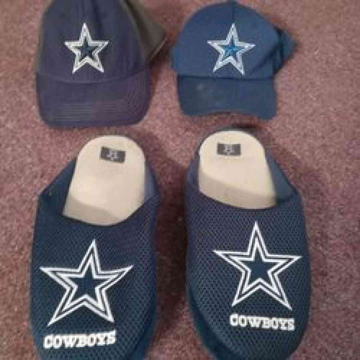 Dallas Cowboys caps and house shoes - Commerce, Texas