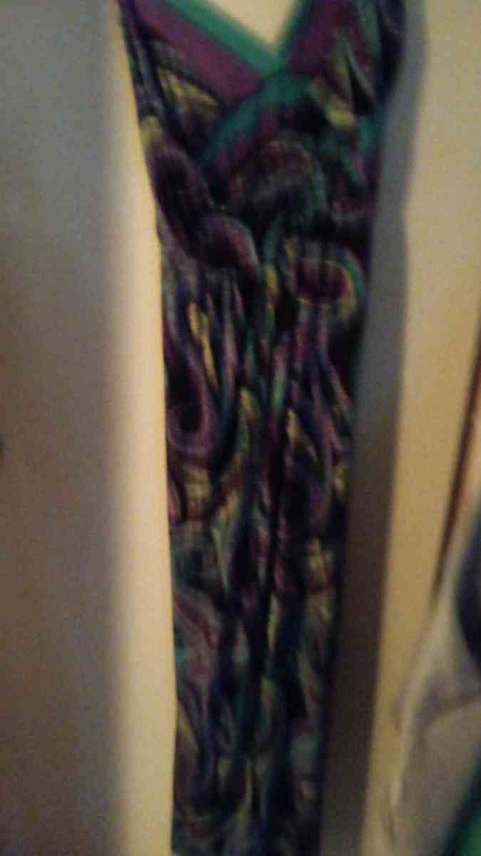 wild print halter top sundress of purples greens and blues - Seneca, South Carolina - FleaMarketBay