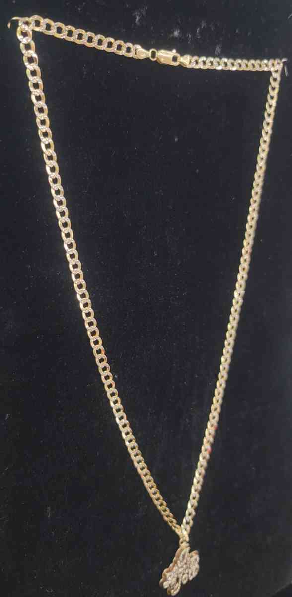 14K Gold Chain Hollow Cuban W Love Charm 114 Grams 22 - Bronx, New York - FleaMarketBay