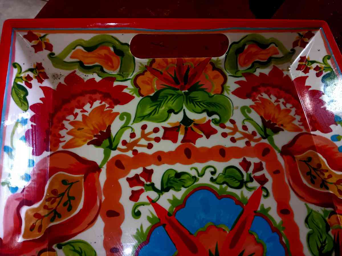 giant colorful hard plastic tray to bring to table