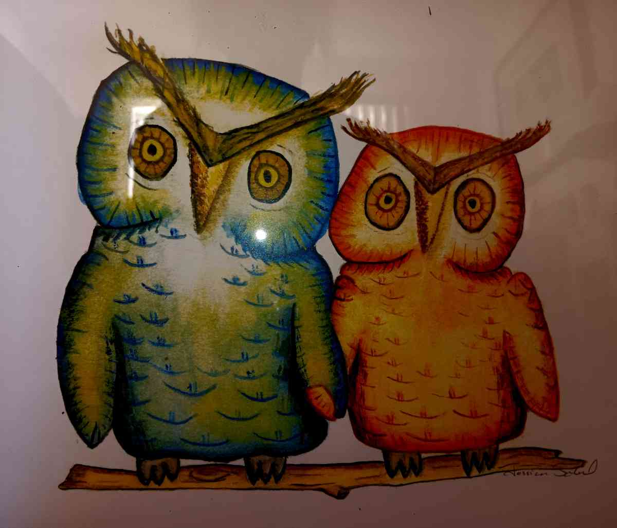 gorgeous owls painting  happy and bright - Jensen Beach, Florida - FleaMarketBay