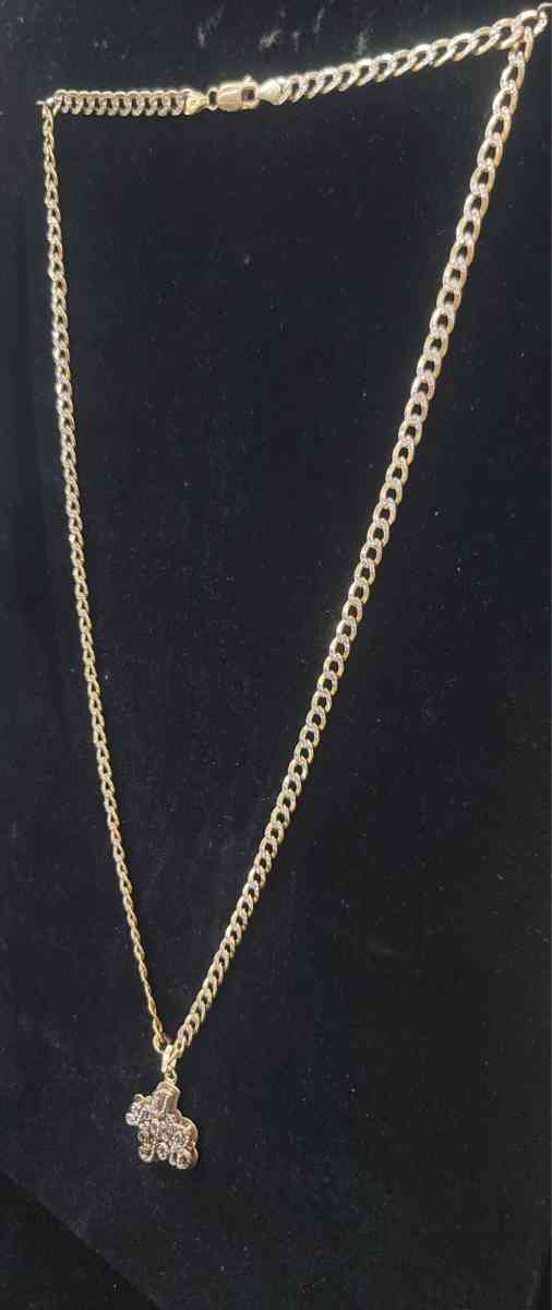 14K Gold Chain Hollow Cuban W Love Charm 114 Grams 22 - Bronx, New York - FleaMarketBay