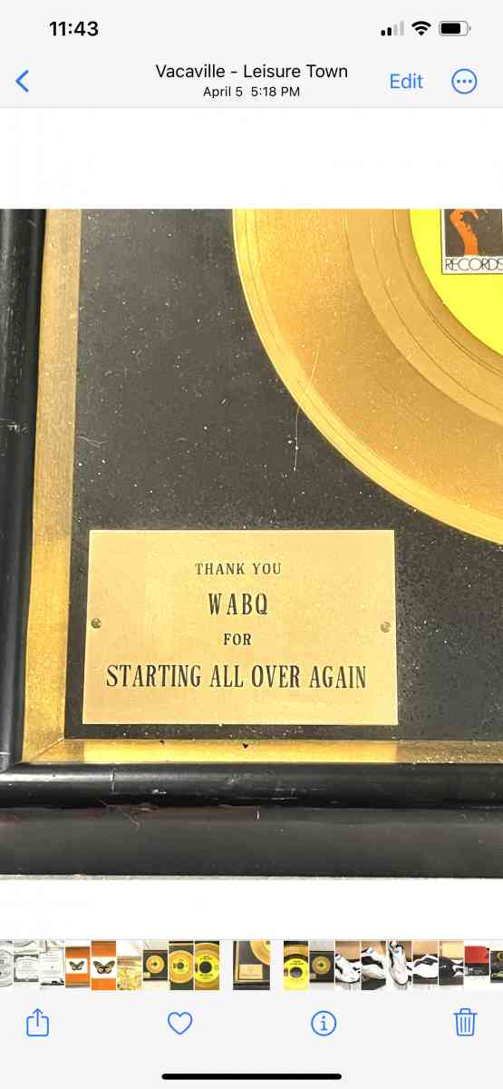 1972 Phillip Morris Starting all over again gold record - Vacaville, California - FleaMarketBay