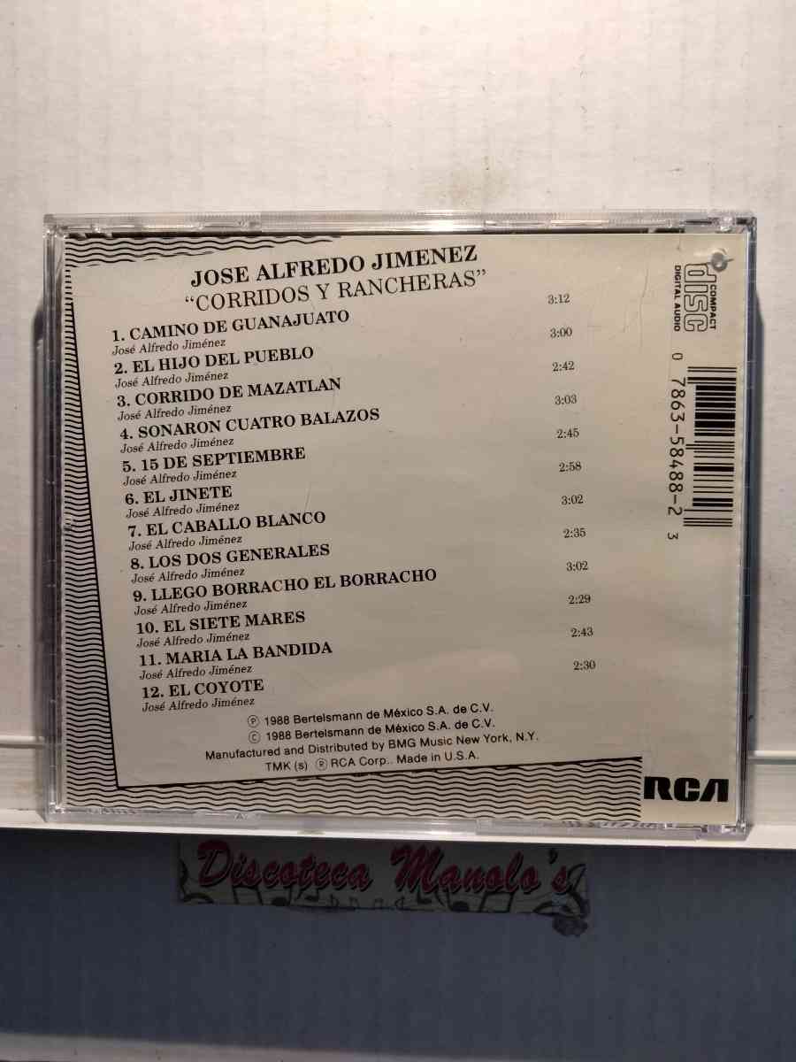 JOSE ALFREDO JIMENEZ CORRIDOS Y RANCHERAS CD USADO  EXC COND - Chicago, Illinois - FleaMarketBay