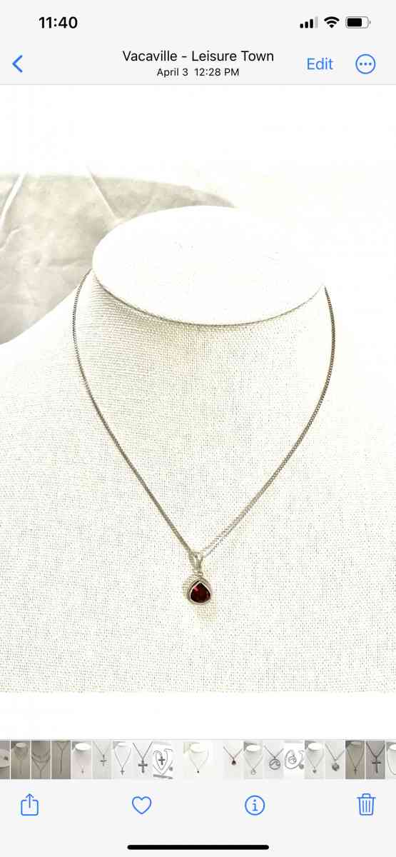 Vintage silver necklace with red garnet - Vacaville, California - FleaMarketBay