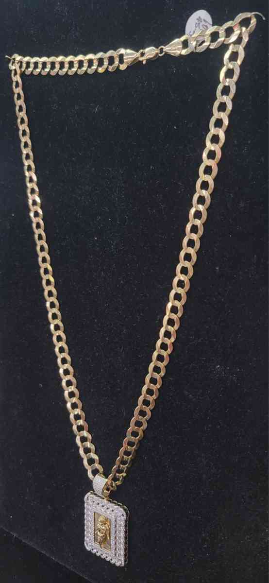 14K Gold Chain Miami Cudan W Stones 282 Grams 18 - Bronx, New York - FleaMarketBay
