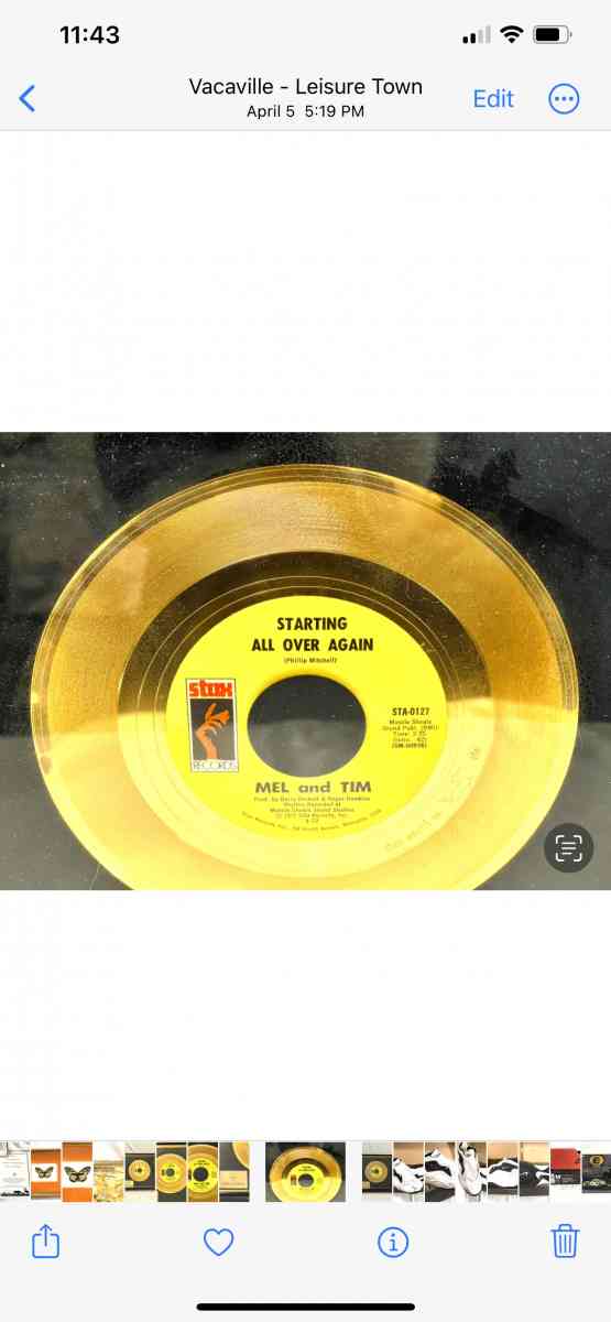 1972 Phillip Morris Starting all over again gold record - Vacaville, California - FleaMarketBay