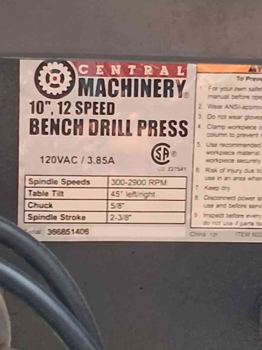 12 inch drill press - Baltimore, Maryland