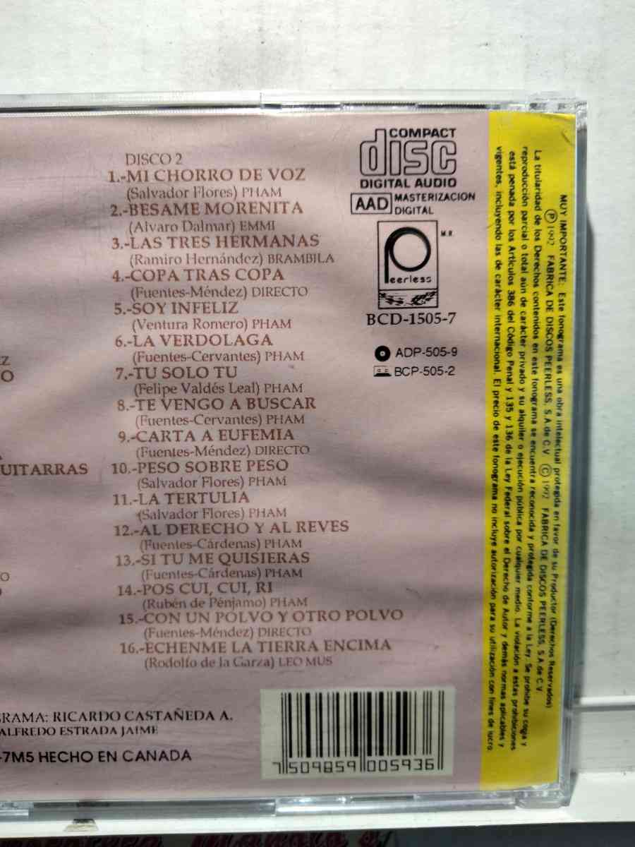 PEDRO INFANTE CANCIONES RANCHERAS 2 CDS USADOS EN EXC COND - Chicago, Illinois - FleaMarketBay