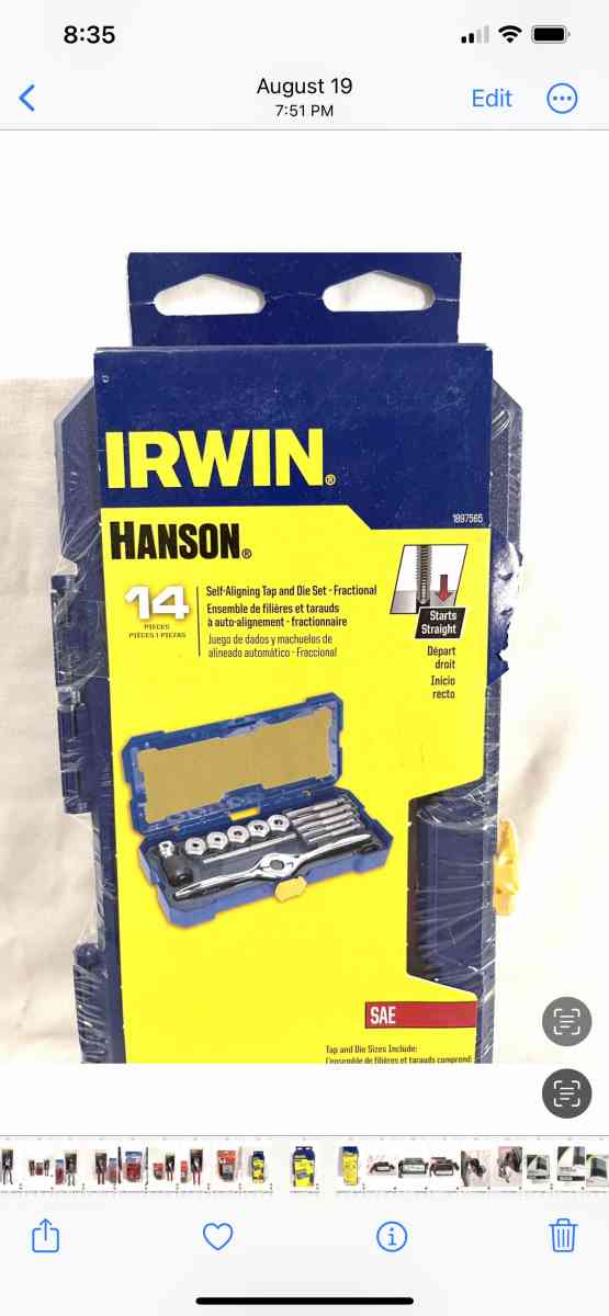 brand new Hansen Irwin 14 piece tap die set - Vacaville, California - FleaMarketBay