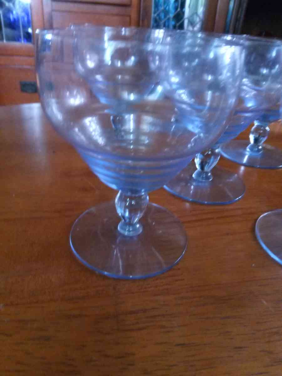 6 Kosta Boda Ice Blue wine glasses