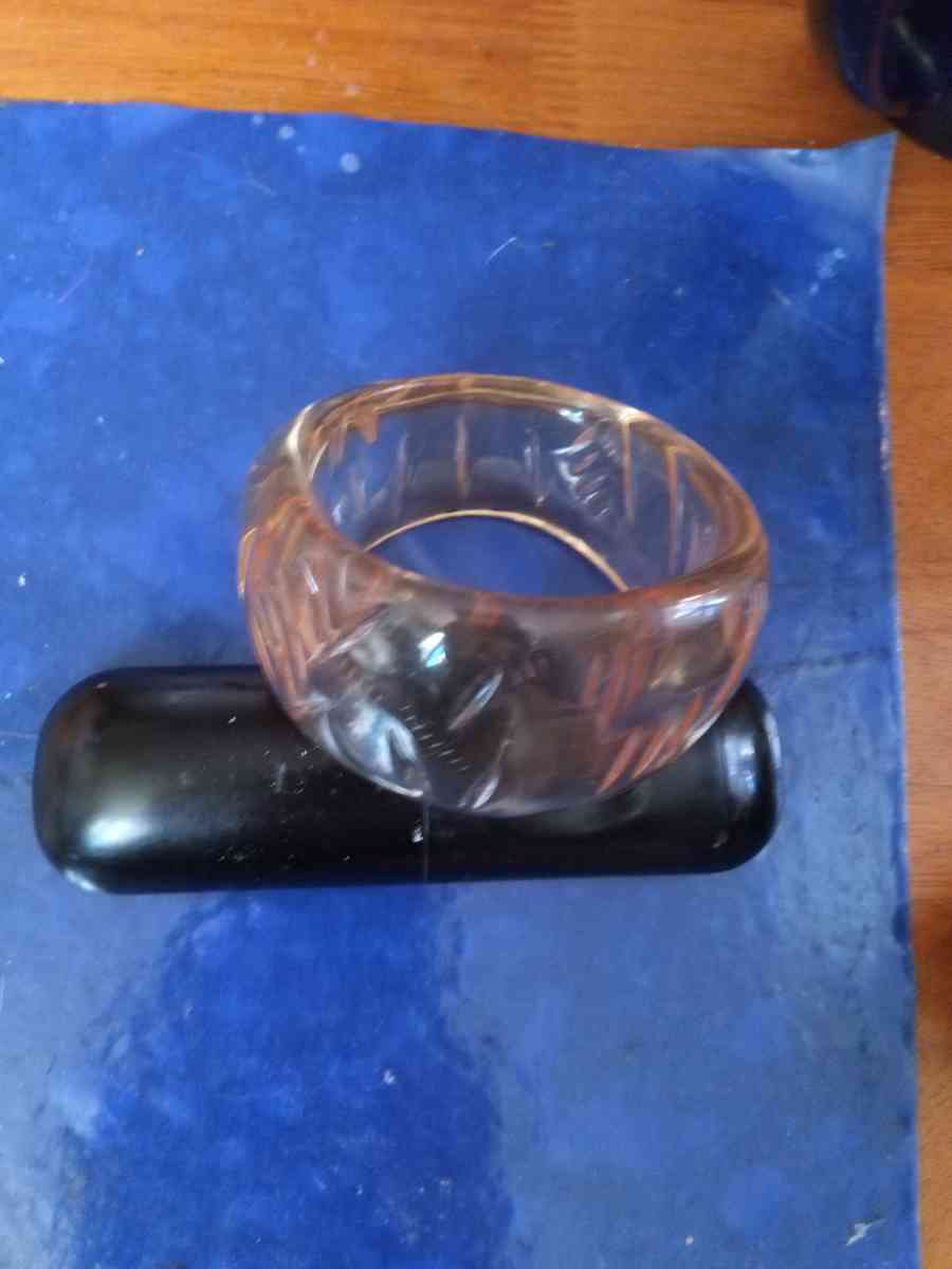 50s Carved Lucite Bangle Bracelet - Pawtucket, Rhode Island