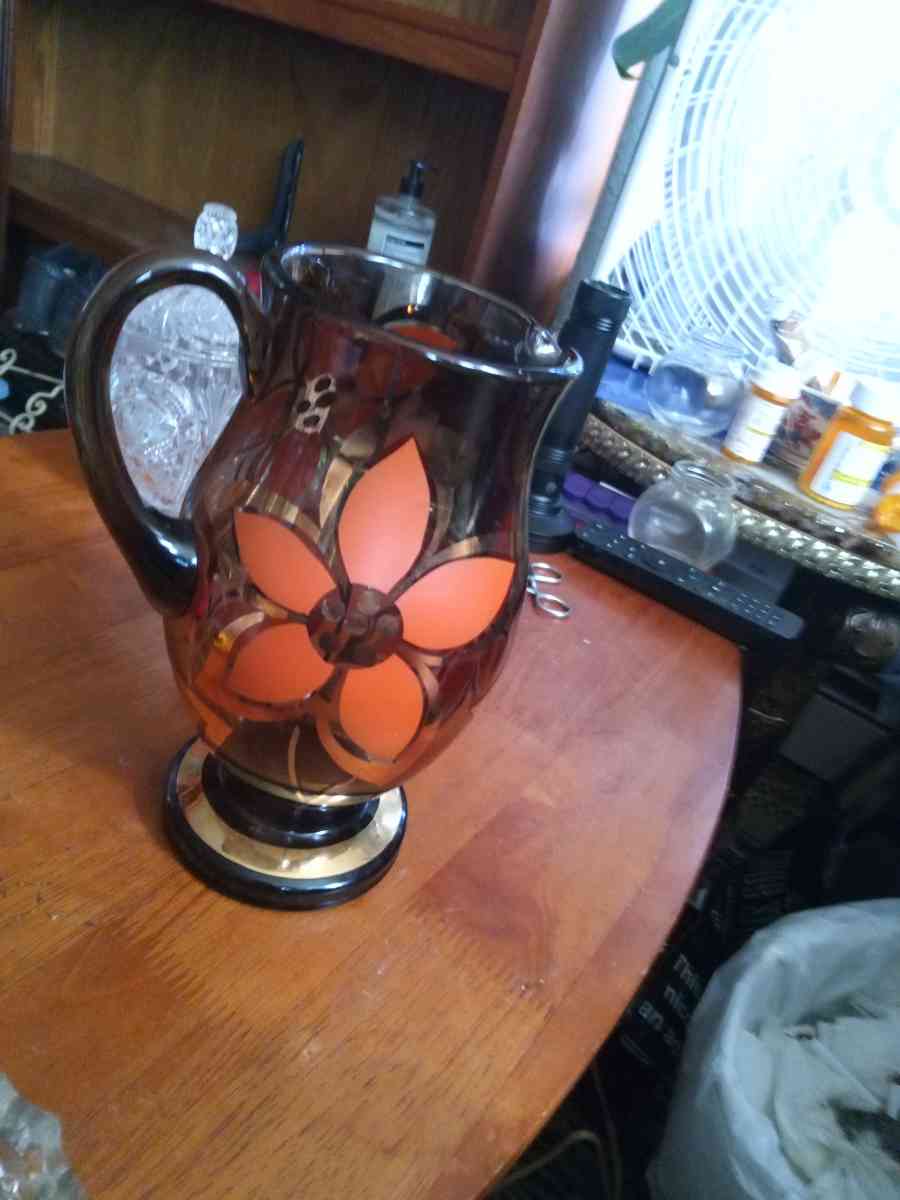 Mid Century Smoked glass Picher - Pawtucket, Rhode Island - FleaMarketBay