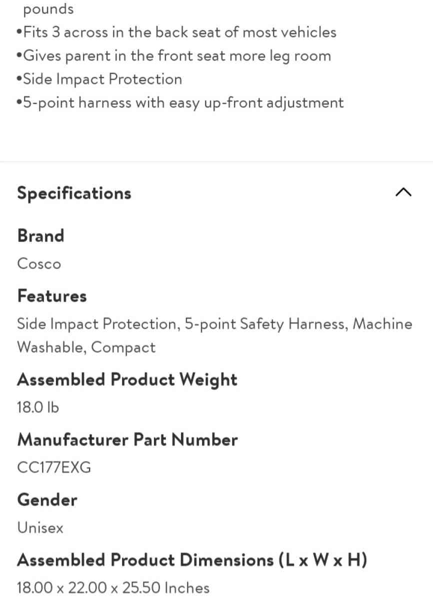 Girls Cosco convertible carseat - Lake Lure, North Carolina - FleaMarketBay