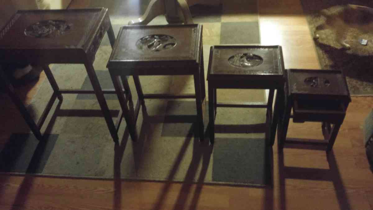 Nesting tables 4pc set Very Good Condition circa 1920s - Borden, Indiana