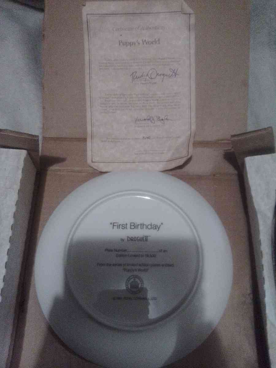 Droguett First Birthday Puppys world collectible Plate - Lititz, Pennsylvania - FleaMarketBay