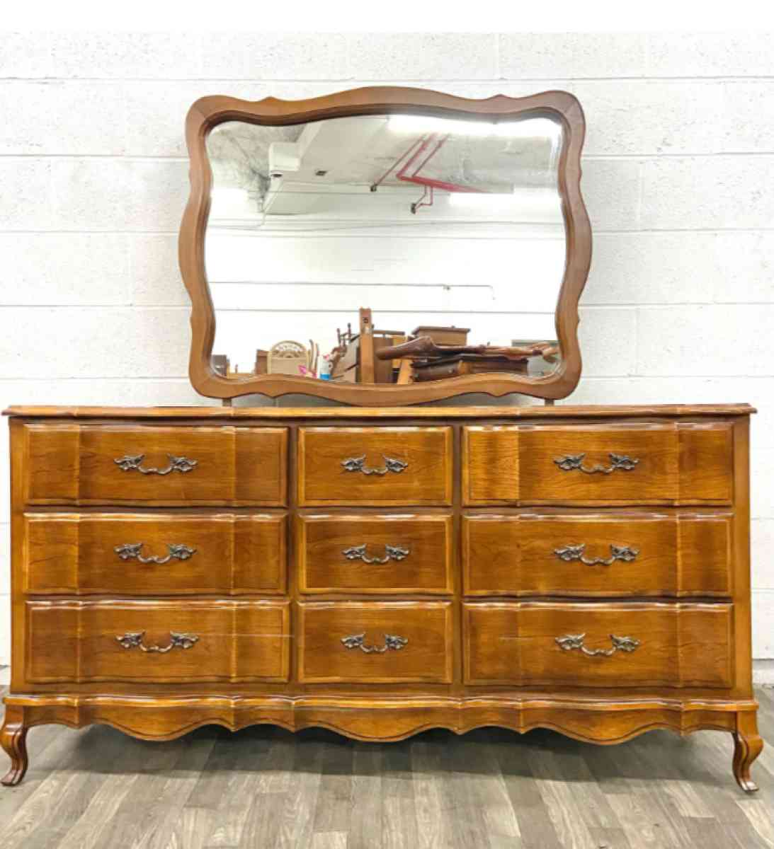 vintage french 9 drawer dresser with attachable mirror - Otterbein, Indiana - FleaMarketBay