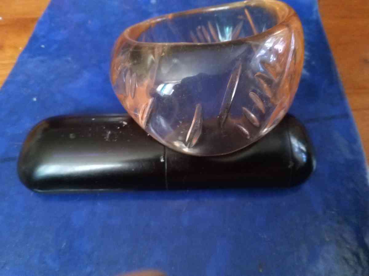 50s Carved Lucite Bangle Bracelet - Pawtucket, Rhode Island - FleaMarketBay